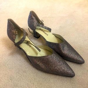 Silver sequined dance heels